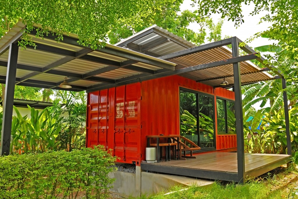 Shipping container in the garden