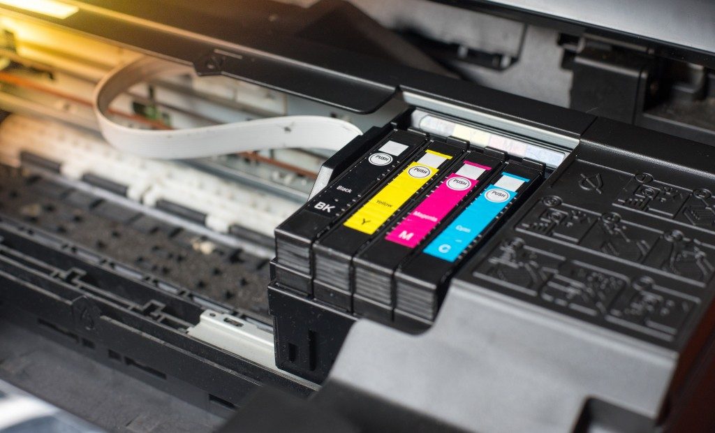 ink cartridges on a printer
