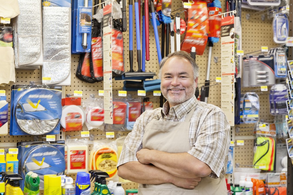 store owner smiling