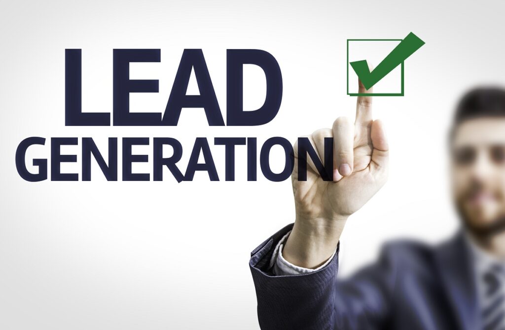 businessman pointing the text: lead generation